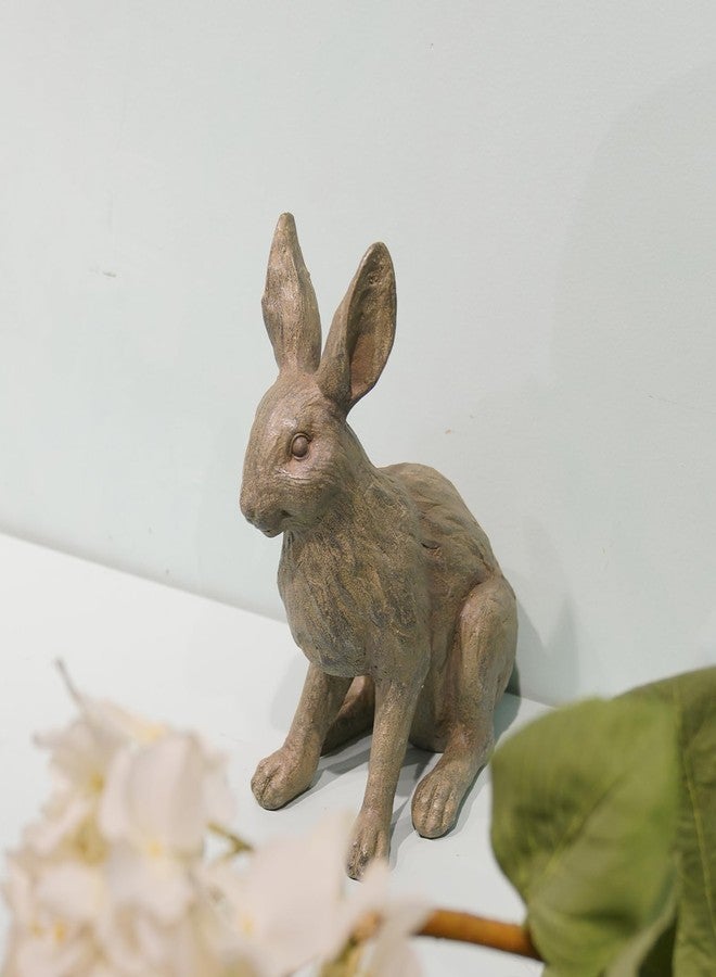 DiliComing Grey Resin Rabbit Garden Statue - 12 Inch Large Garden Statues for Home Yard Decor Garden Statues for Outside Balcony Bunny Decor for Garden Gifts - Image 4